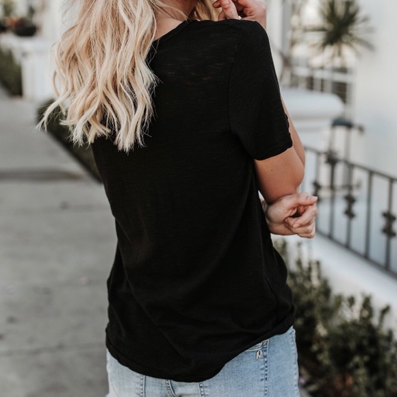 LOUNGE Black V-Neck Tee - Picture 2 of 3